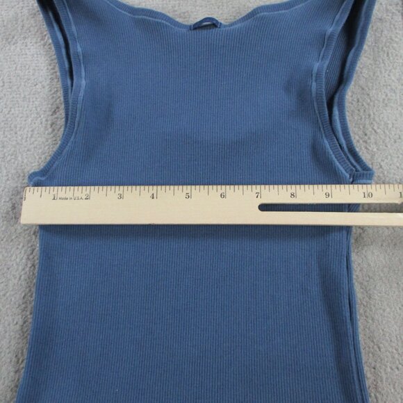 SKIMS Cotton Rib Tank Top Womens Medium Harbor Blue Crop Casual Ribbed Lounge - Picture 6 of 8